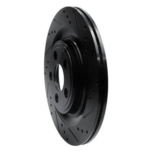 Jaguar Super V8 Brake Rotor (1) - Rear Right - R1 Concepts - Drilled & Slotted - Black - `06-`15